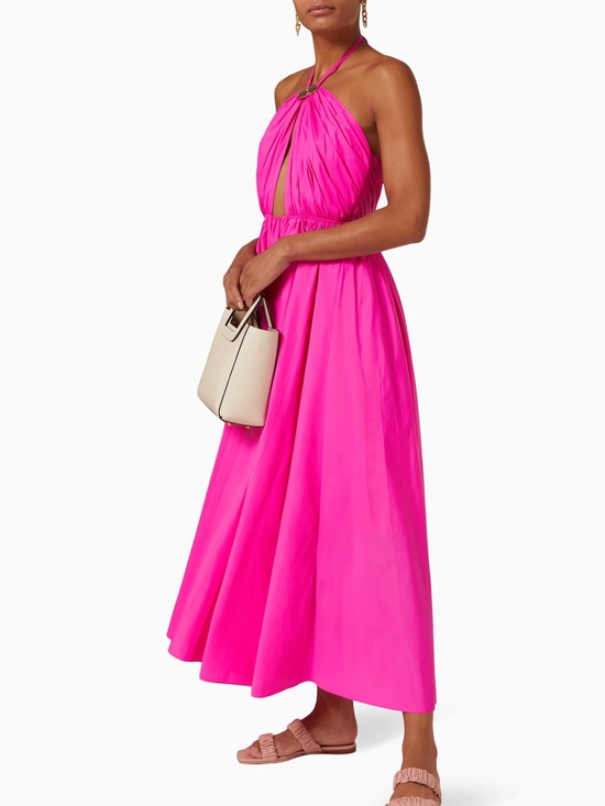 STAUD Dresses & Skirts - Staud Danielle Halter Cutout Nylon Pink Dress 4 NWT